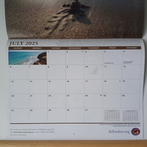 Lot of 3 Wildlife Calendars 2025 Audobon Society and Defenders of Wildlife - Picture 8 of 9